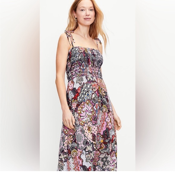 LOFT Dresses & Skirts - Ann Taylor Loft Paisley Spaghetti Strap Midi Dress with smocked bodice, PL